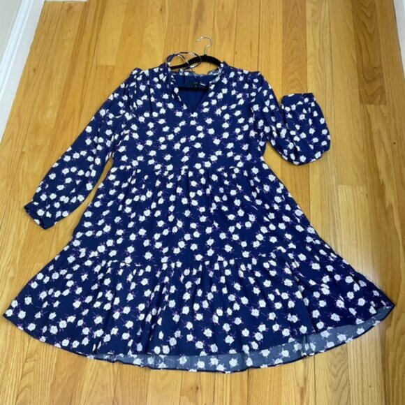 J. Crew Dress Floral Tie Front Blue Purple 2020 (M) - Picture 6 of 11